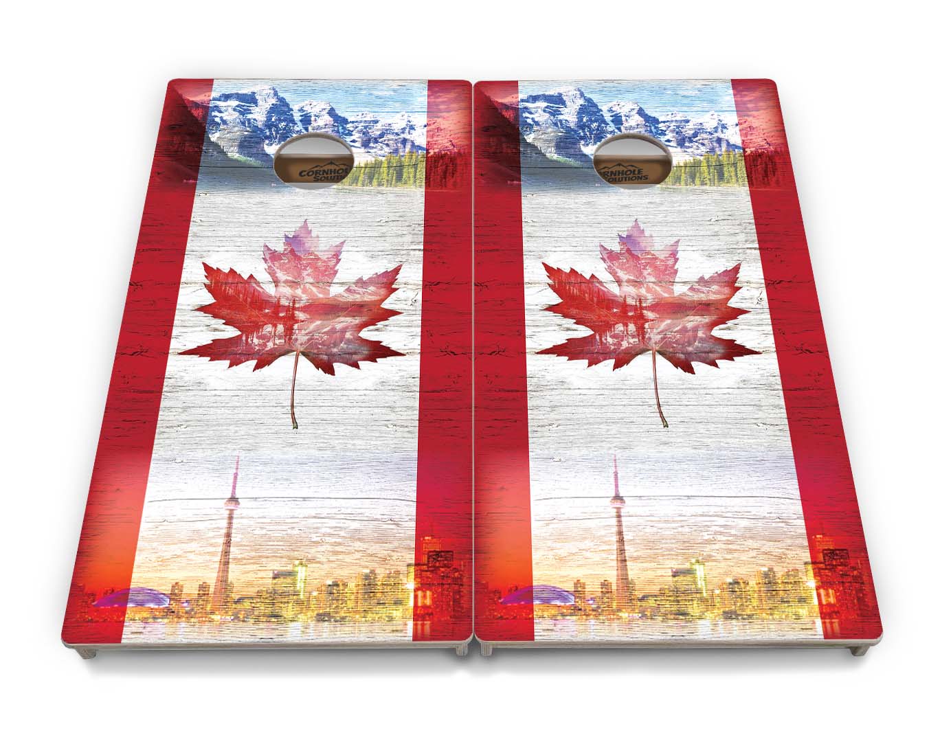 Regulation Cornhole Boards - Canada Mountain Scene - 2'x4' Regulation Cornhole Set - 3/4″ Baltic Birch + UV Direct Print + UV Clear Coat