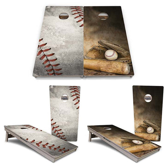 Regulation Cornhole Boards - Worn Baseball & Glove Design Options - 2'x4' Regulation Cornhole Set - 3/4″ Baltic Birch + UV Direct Print + UV Clear Coat
