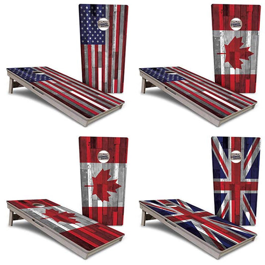 Regulation Cornhole Boards - USA / Canada / Union Jack Plank Flag Design Options - 2'x4' Regulation Cornhole Set - 3/4″ Baltic Birch + UV Direct Print + UV Clear Coat