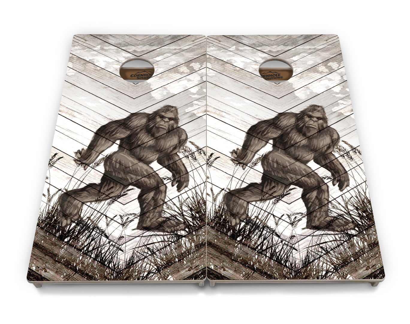Regulation Cornhole Boards - Whitewash Bigfoot - 2'x4' Regulation Cornhole Set - 3/4″ Baltic Birch - UV Direct Print + UV Clear Coat