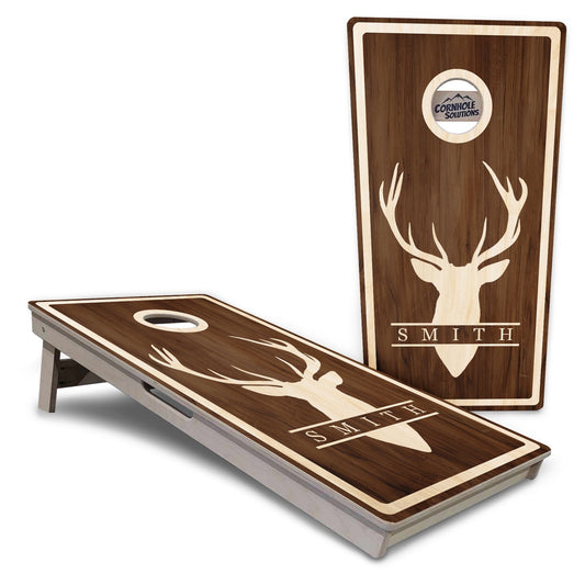 Regulation Cornhole Boards - Deer Head Name 2'x4' Regulation Cornhole Set - 3/4" Baltic Birch +UV Direct Print +UV Clear Coat