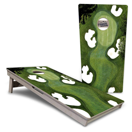 Regulation Cornhole Boards - Golf Course Design - 2'x4' Regulation Cornhole Set - 3/4″ Baltic Birch - UV Direct Print + UV Clear Coat