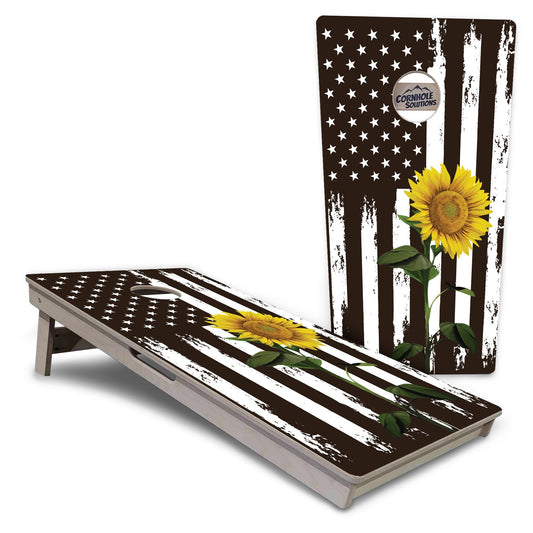 Regulation Cornhole Boards - Sunflower Flag Design - 2'x4' Regulation Cornhole Set - 3/4″ Baltic Birch - UV Direct Print + UV Clear Coat