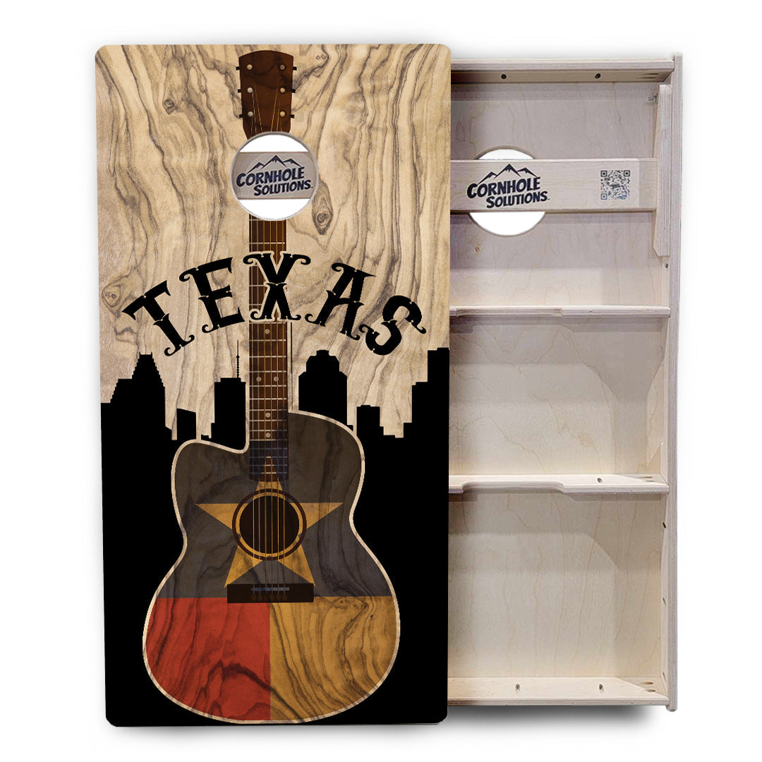 Regulation Cornhole Boards - Texas Guitar Design - 2'x4' Regulation Cornhole Set - 3/4″ Baltic Birch + UV Direct Print + UV Clear Coat
