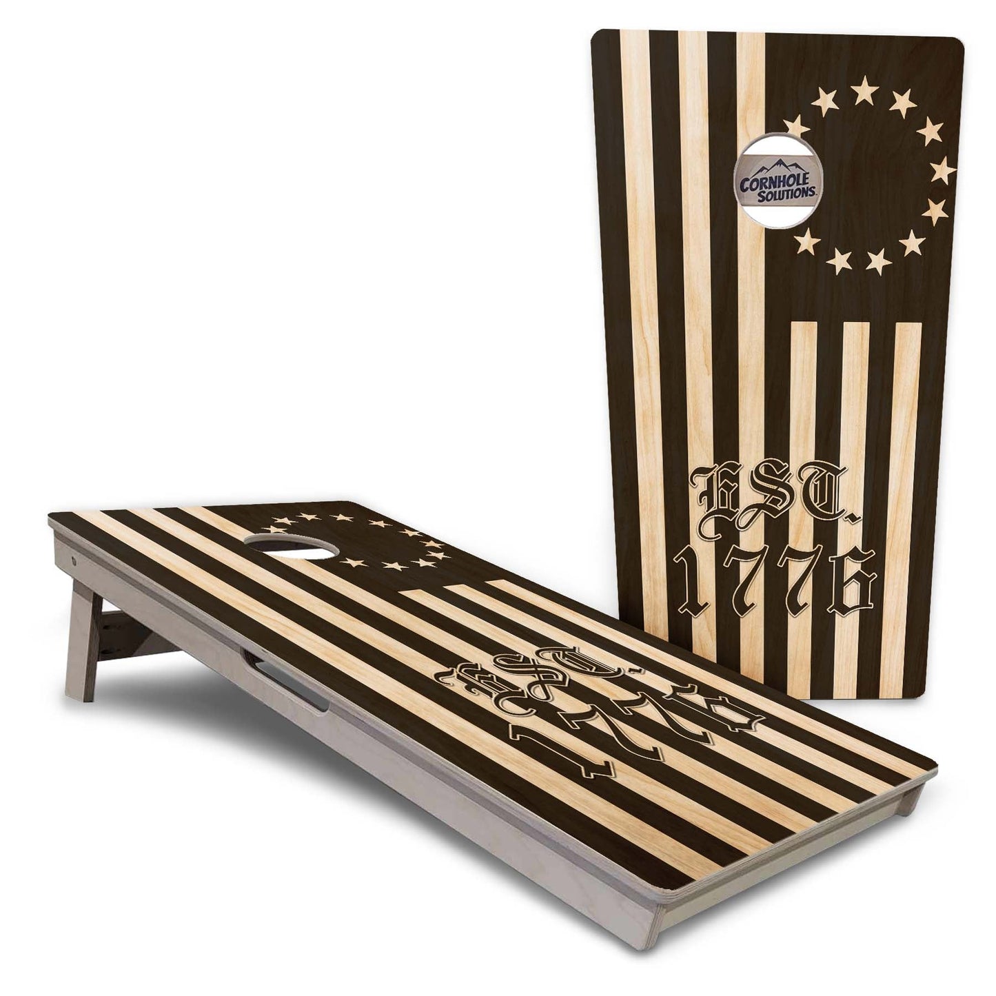 Regulations Cornhole Boards - Land Of the Free Flag Options - 2'x4' Regulation Cornhole Set - 3/4″ Baltic Birch + UV Direct Print + UV Clear Coat