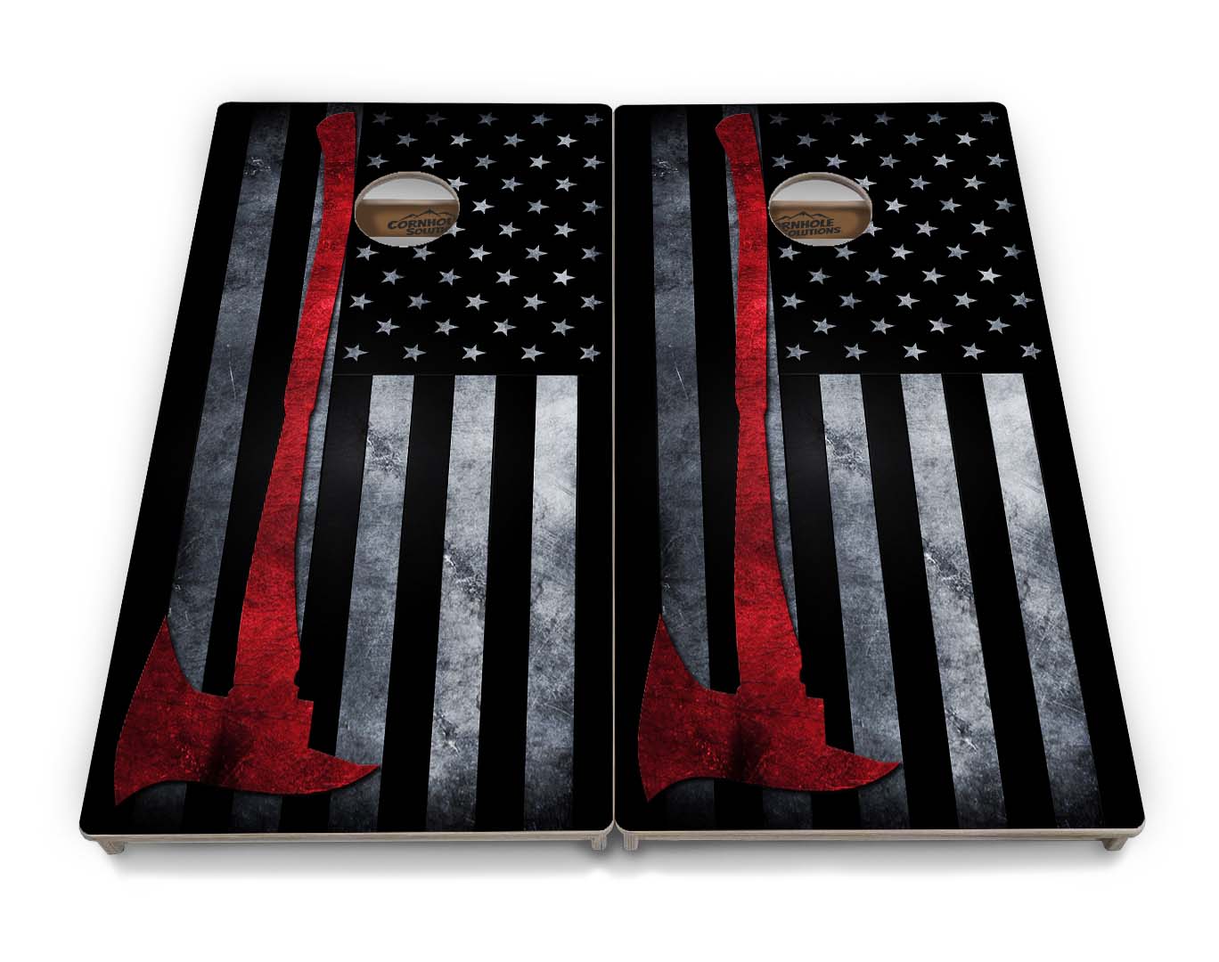 Regulation Cornhole Boards - Fire Axe Flag - 2'x4' Regulation Cornhole Set - 3/4″ Baltic Birch + UV Direct Print + UV Clear Coat