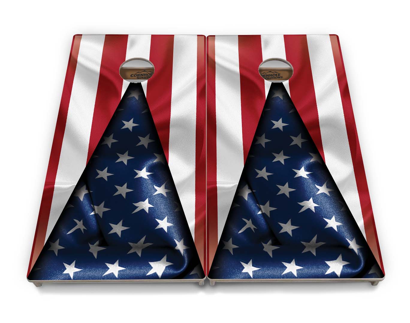 Regulation Cornhole Boards - Star Triangle Flag - 2'x4' Regulation Cornhole Set - 3/4″ Baltic Birch + UV Direct Print + UV Clear Coat