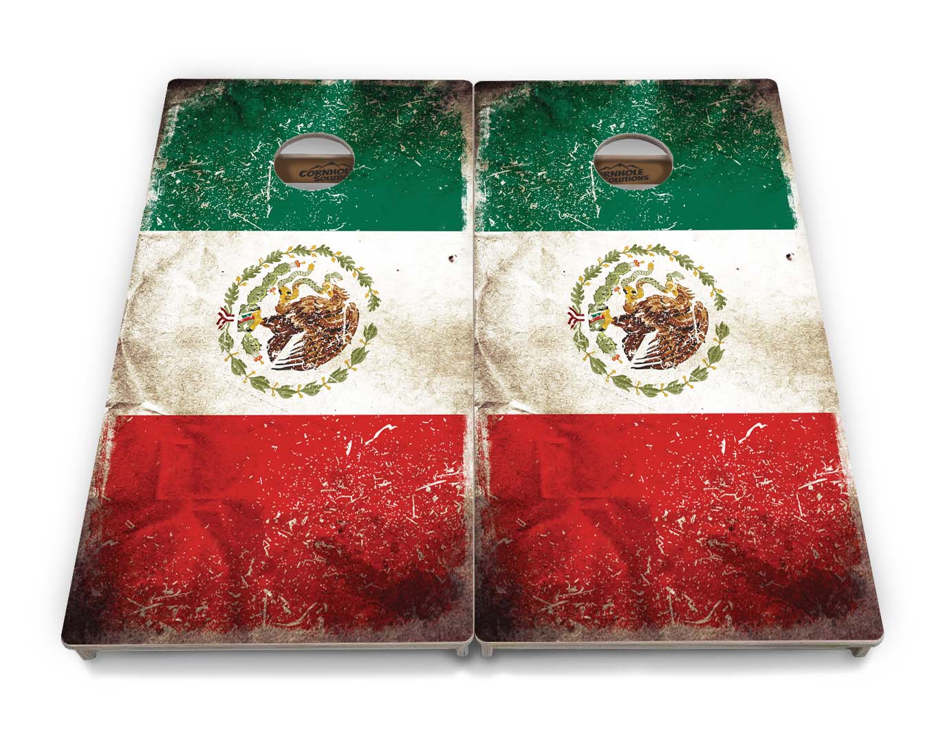 Regulations Cornhole Boards - Rustic Texas & Mexican Flag Design Options - 2'x4' Regulation Cornhole Set - 3/4″ Baltic Birch + UV Direct Print + UV Clear Coat