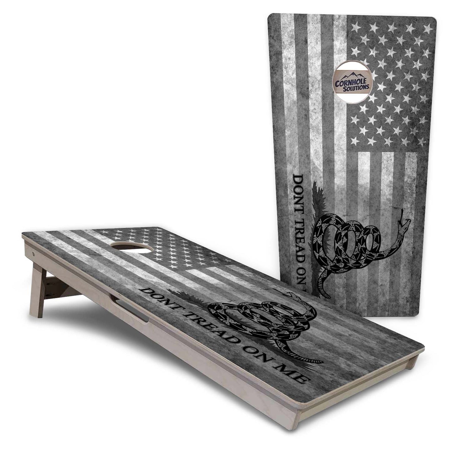 Regulation Cornhole Boards - Don't Tread On Me Design Options - 2'x4' Regulation Cornhole Set - 3/4″ Baltic Birch + UV Direct Print + UV Clear Coat