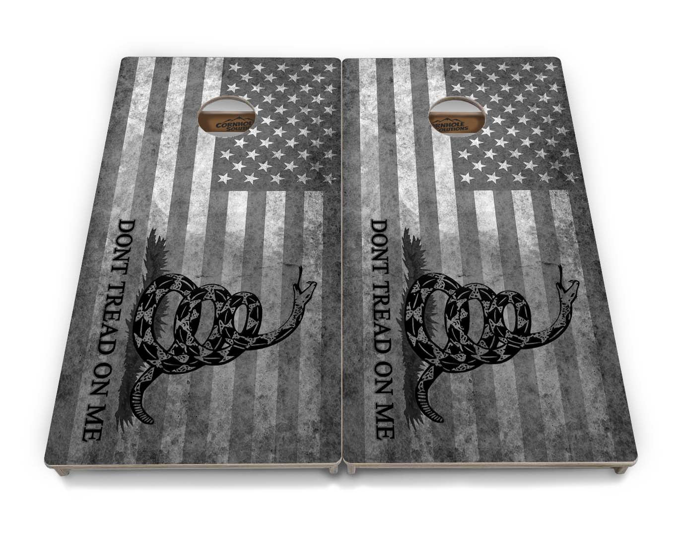 Regulation Cornhole Boards - Don't Tread On Me Design Options - 2'x4' Regulation Cornhole Set - 3/4″ Baltic Birch + UV Direct Print + UV Clear Coat