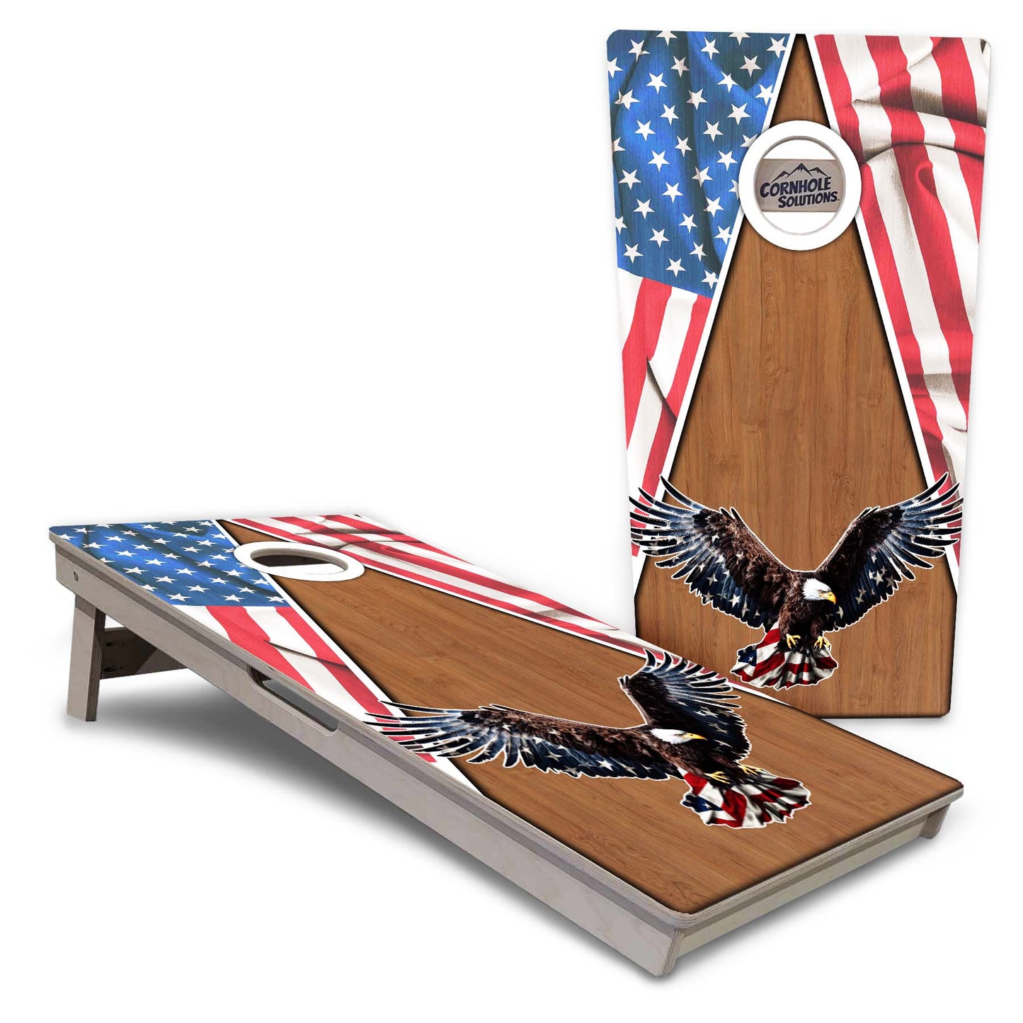 Regulation Conrhole Boards - Eagle Flag Design Options - 2'x4' Regulation Cornhole Set - 3/4″ Baltic Birch + UV Direct Print + UV Clear Coat