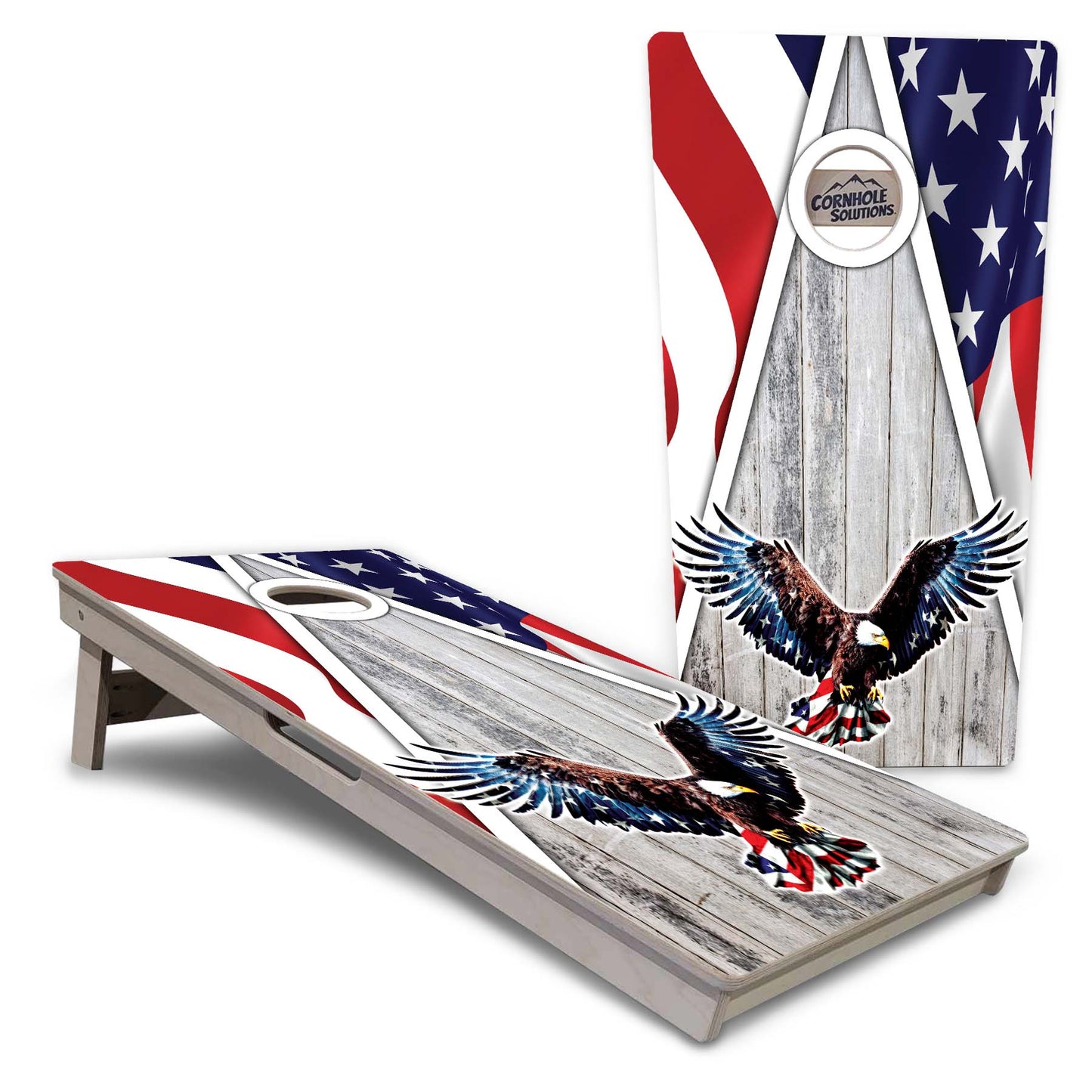 Regulation Conrhole Boards - Eagle Flag Design Options - 2'x4' Regulation Cornhole Set - 3/4″ Baltic Birch + UV Direct Print + UV Clear Coat