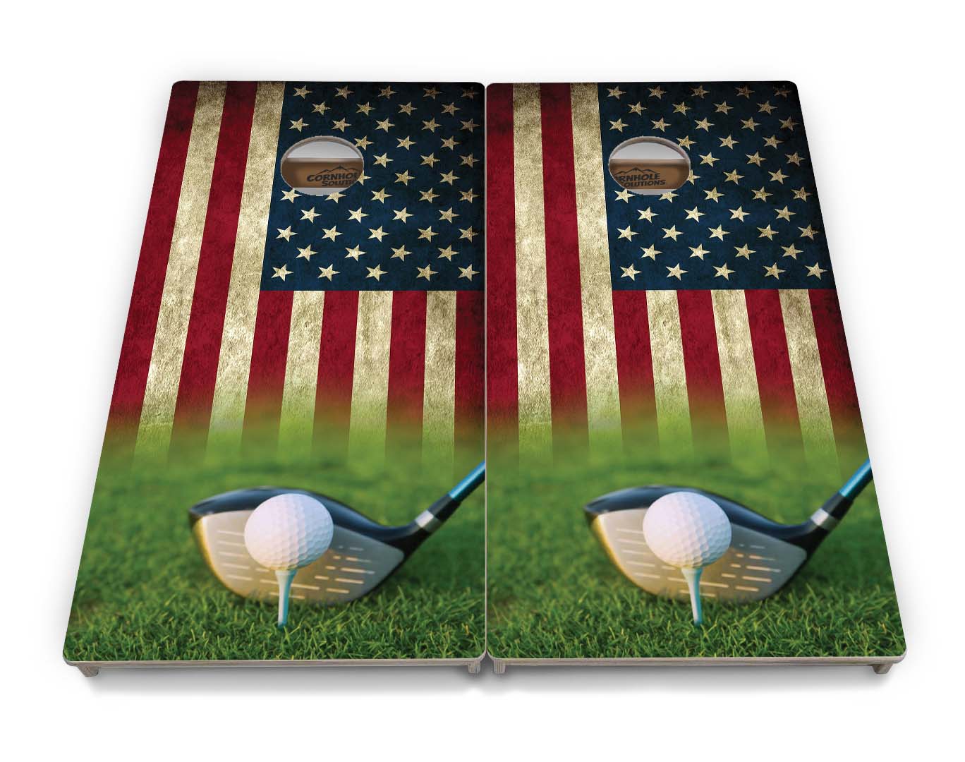 Regulation Cornhole Boards - Golf Tee Flag - 2'x4' Regulation Cornhole Set - 3/4″ Baltic Birch + UV Direct Print + UV Clear Coat