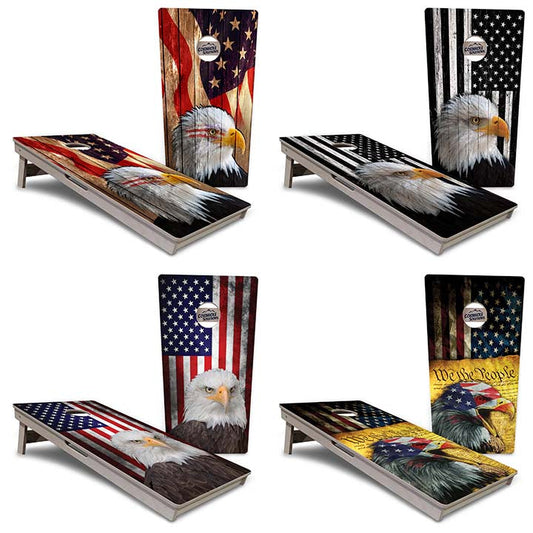 Regulation Cornhole Boards - Eagle Flag Design Options - 2'x4' Regulation Cornhole Set - 3/4″ Baltic Birch + UV Direct Print + UV Clear Coat