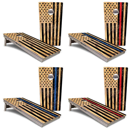 Regulation Cornhole Boards - Light Wood Flag Design Options - 2'x4' Regulation Cornhole Set - 3/4″ Baltic Birch + UV Direct Print + UV Clear Coat