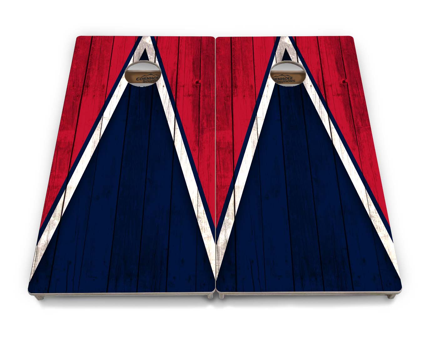 Regulation Cornhole Boards - Team Color Triangle Design Options - 2'x4' Regulation Cornhole Set - 3/4″ Baltic Birch + UV Direct Print + UV Clear Coat