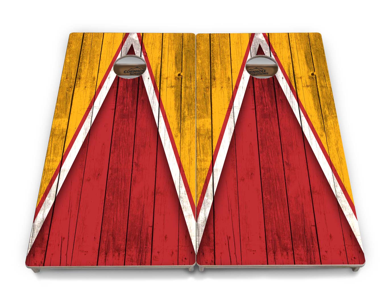 Regulation Cornhole Boards - Team Color Triangle Design Options - 2'x4' Regulation Cornhole Set - 3/4″ Baltic Birch + UV Direct Print + UV Clear Coat