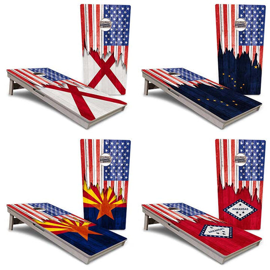 Regulation Cornhole Boards - State Flag Designs Alabama to Georgia - 2'x4' Regulation Cornhole Set - 3/4″ Baltic Birch + UV Direct Print + UV Clear Coat
