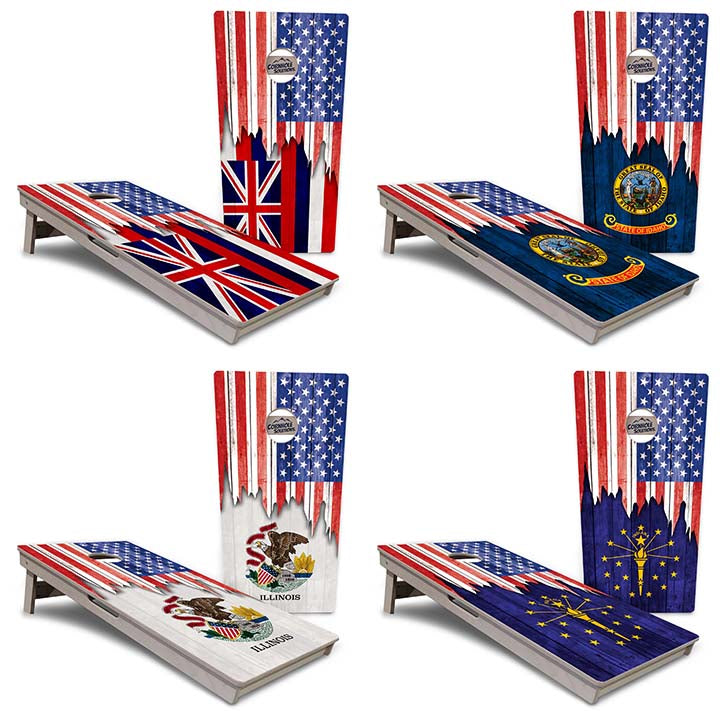 Regulation Cornhole Boards - State Flag Designs Hawaii to Maryland - 2'x4' Regulation Cornhole Set - 3/4″ Baltic Birch + UV Direct Print + UV Clear Coat