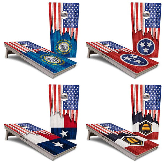 Regulation Cornhole Boards - State Flag Designs South Dakota to Wyoming - 2'x4' Regulation Cornhole Set - 3/4″ Baltic Birch + UV Direct Print + UV Clear Coat