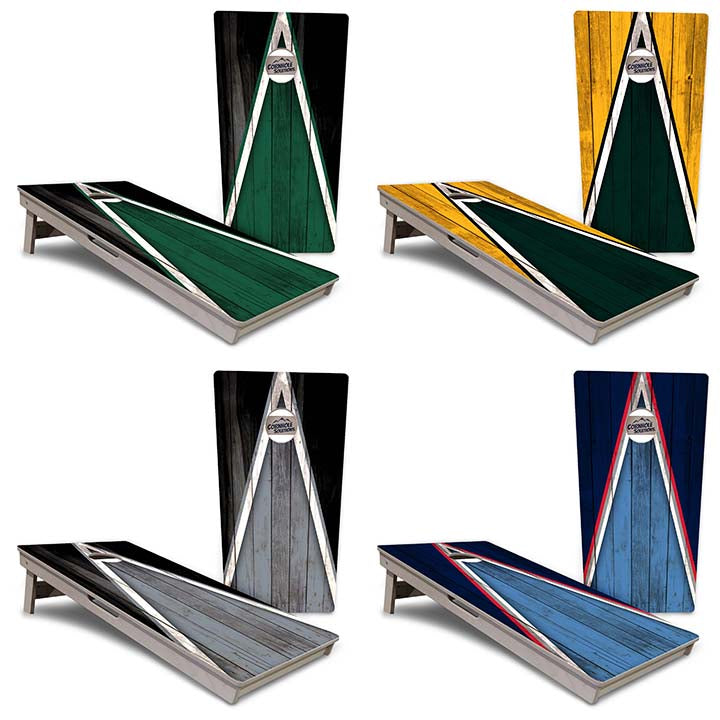 Regulation Cornhole Boards - Team Color Triangle Design Options - 2'x4' Regulation Cornhole Set - 3/4″ Baltic Birch + UV Direct Print + UV Clear Coat