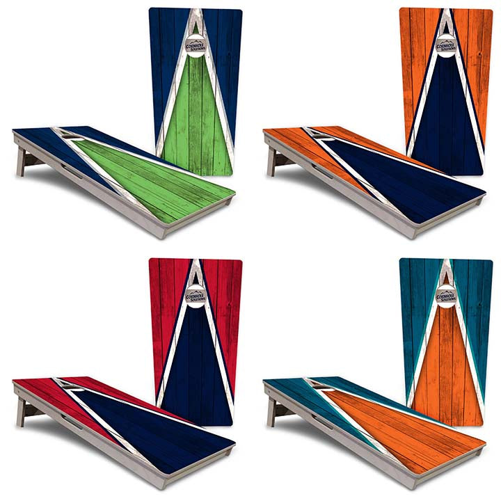 Regulation Cornhole Boards - Team Color Triangle Design Options - 2'x4' Regulation Cornhole Set - 3/4″ Baltic Birch + UV Direct Print + UV Clear Coat