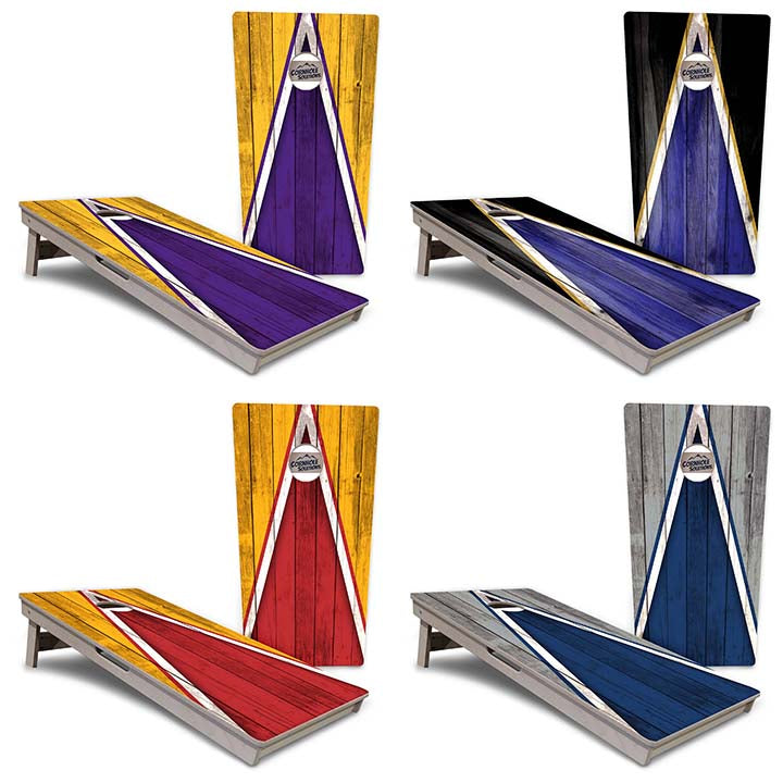 Regulation Cornhole Boards - Team Color Triangle Design Options - 2'x4' Regulation Cornhole Set - 3/4″ Baltic Birch + UV Direct Print + UV Clear Coat