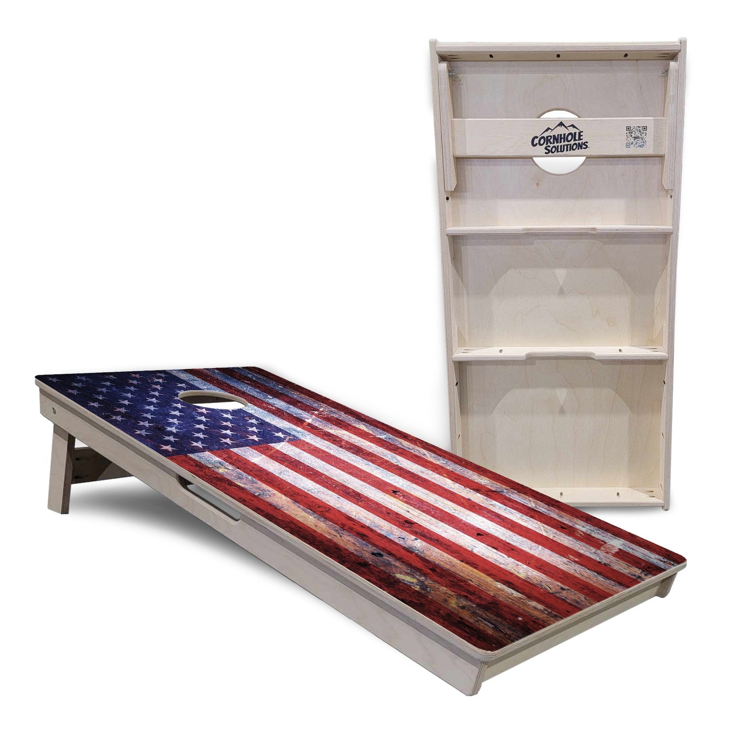 Regulation Cornhole Boards - Weathered Flag - 2'x4' Regulation Cornhole Set - 3/4″ Baltic Birch - UV Direct Print + UV Clear Coat