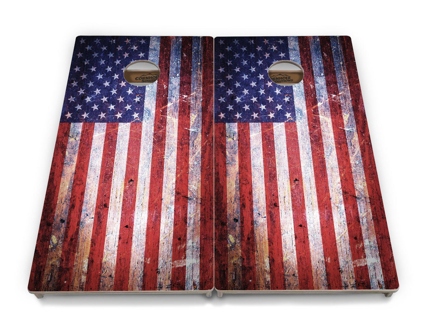 Regulation Cornhole Boards - Weathered Flag - 2'x4' Regulation Cornhole Set - 3/4″ Baltic Birch - UV Direct Print + UV Clear Coat