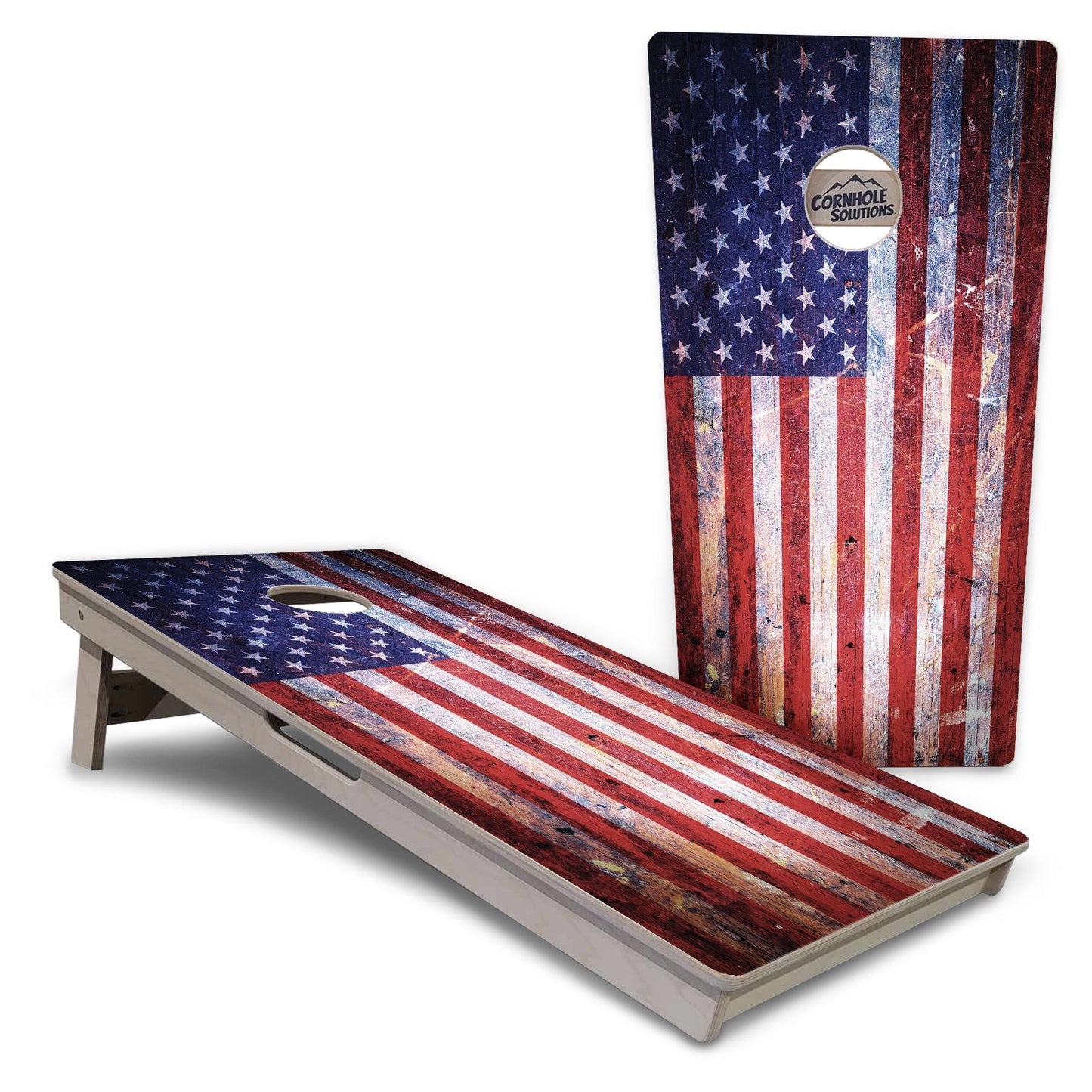 Regulation Cornhole Boards - Weathered Flag - 2'x4' Regulation Cornhole Set - 3/4″ Baltic Birch - UV Direct Print + UV Clear Coat