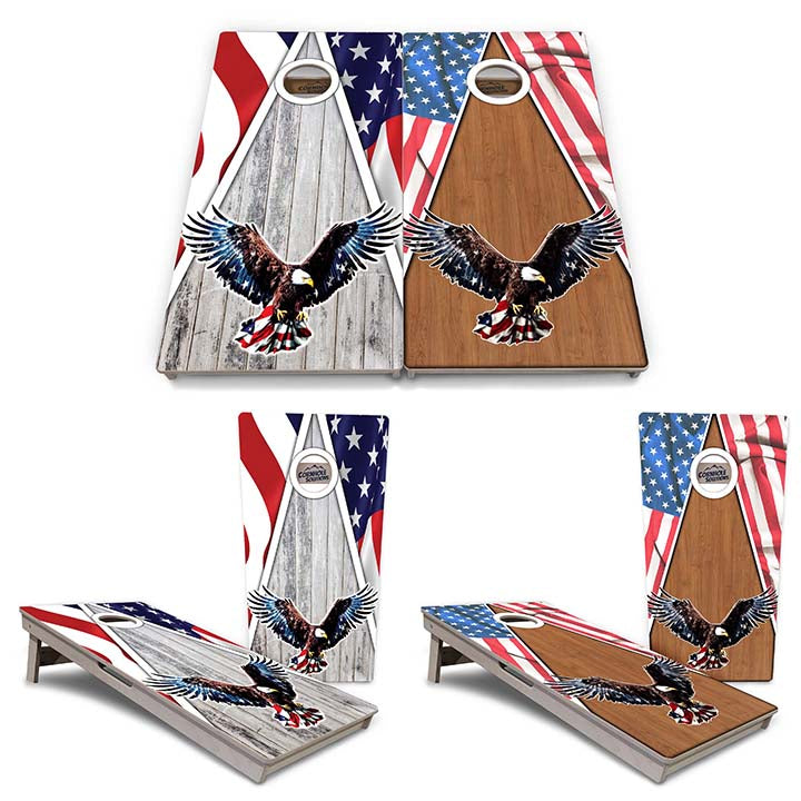 Regulation Conrhole Boards - Eagle Flag Design Options - 2'x4' Regulation Cornhole Set - 3/4″ Baltic Birch + UV Direct Print + UV Clear Coat