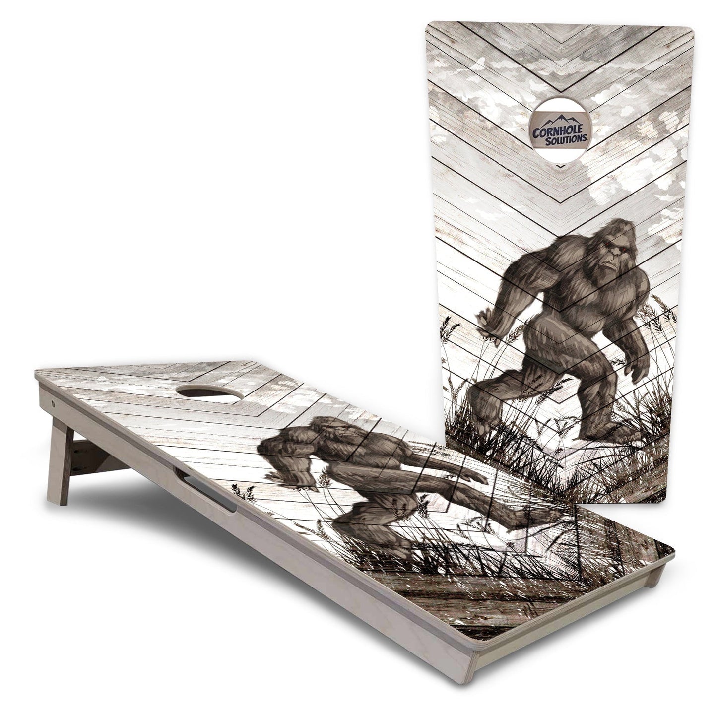 Regulation Cornhole Boards - Whitewash Bigfoot - 2'x4' Regulation Cornhole Set - 3/4″ Baltic Birch - UV Direct Print + UV Clear Coat