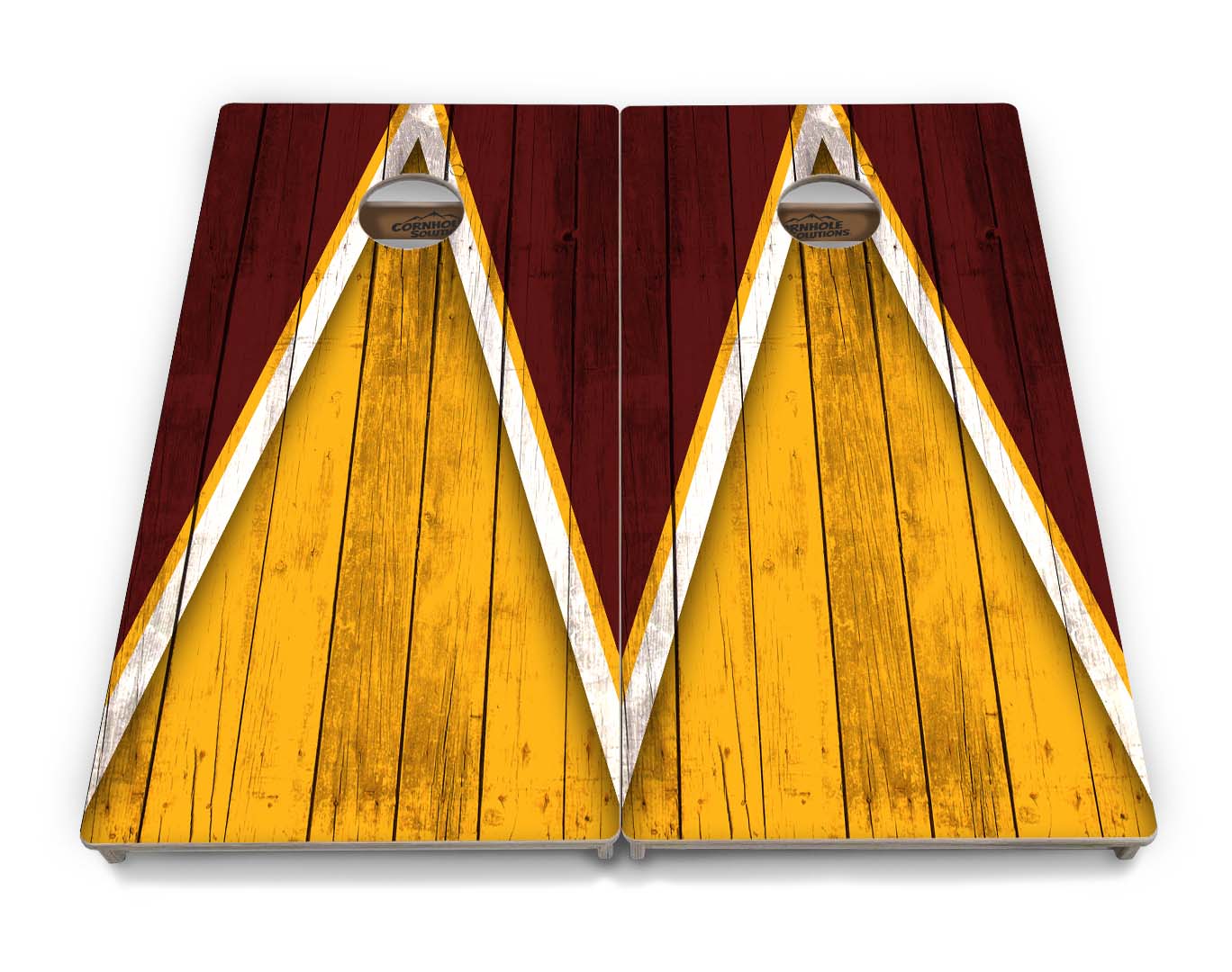 Regulation Cornhole Boards - Team Color Triangle Design Options - 2'x4' Regulation Cornhole Set - 3/4″ Baltic Birch + UV Direct Print + UV Clear Coat