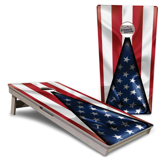 Regulation Cornhole Boards - Star Triangle Flag - 2'x4' Regulation Cornhole Set - 3/4″ Baltic Birch + UV Direct Print + UV Clear Coat