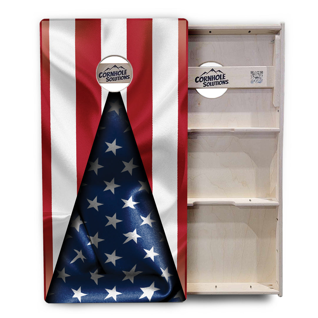 Regulation Cornhole Boards - Star Triangle Flag - 2'x4' Regulation Cornhole Set - 3/4″ Baltic Birch + UV Direct Print + UV Clear Coat