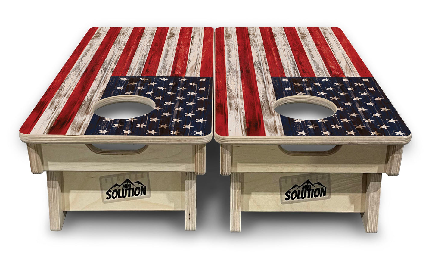 Mini 12" by 24" Cornhole Boards - 4" holes - Antique Flag Design - 18mm(3/4″) Baltic Birch