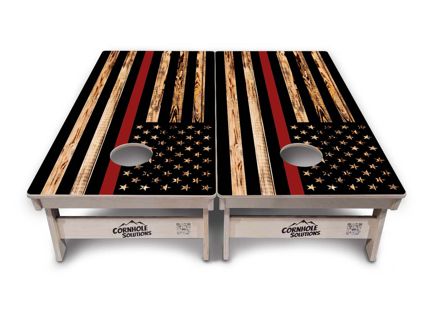 Regulation Cornhole Boards - Blue Line / Red Line Burnt Flag Design Options - 2'x4' Regulation Cornhole Set - 3/4″ Baltic Birch + UV Direct Print + UV Clear Coat