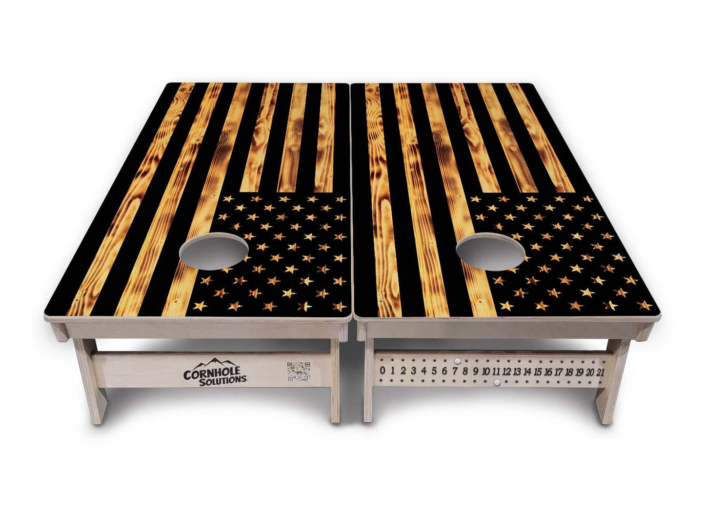 Regulation Cornhole Boards - Burnt Rustic Flag - 2'x4' Regulation Cornhole Set - 3/4″ Baltic Birch - UV Direct Print + UV Clear Coat