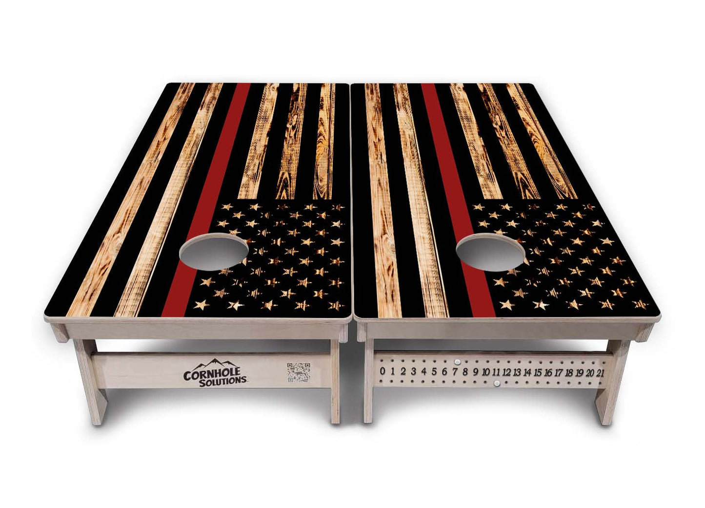 Regulation Cornhole Boards - Blue Line / Red Line Burnt Flag Design Options - 2'x4' Regulation Cornhole Set - 3/4″ Baltic Birch + UV Direct Print + UV Clear Coat