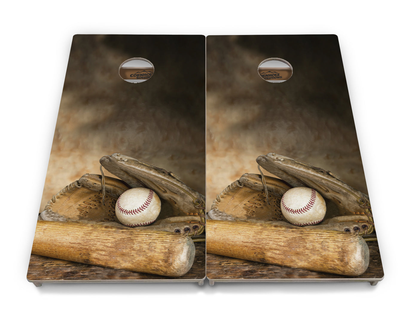 Regulation Cornhole Boards - Worn Baseball & Glove Design Options - 2'x4' Regulation Cornhole Set - 3/4″ Baltic Birch + UV Direct Print + UV Clear Coat