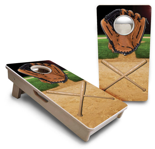 Mini 12" by 24" Cornhole Boards - 4" holes - Baseball Theme Design - 18mm(3/4″) Baltic Birch