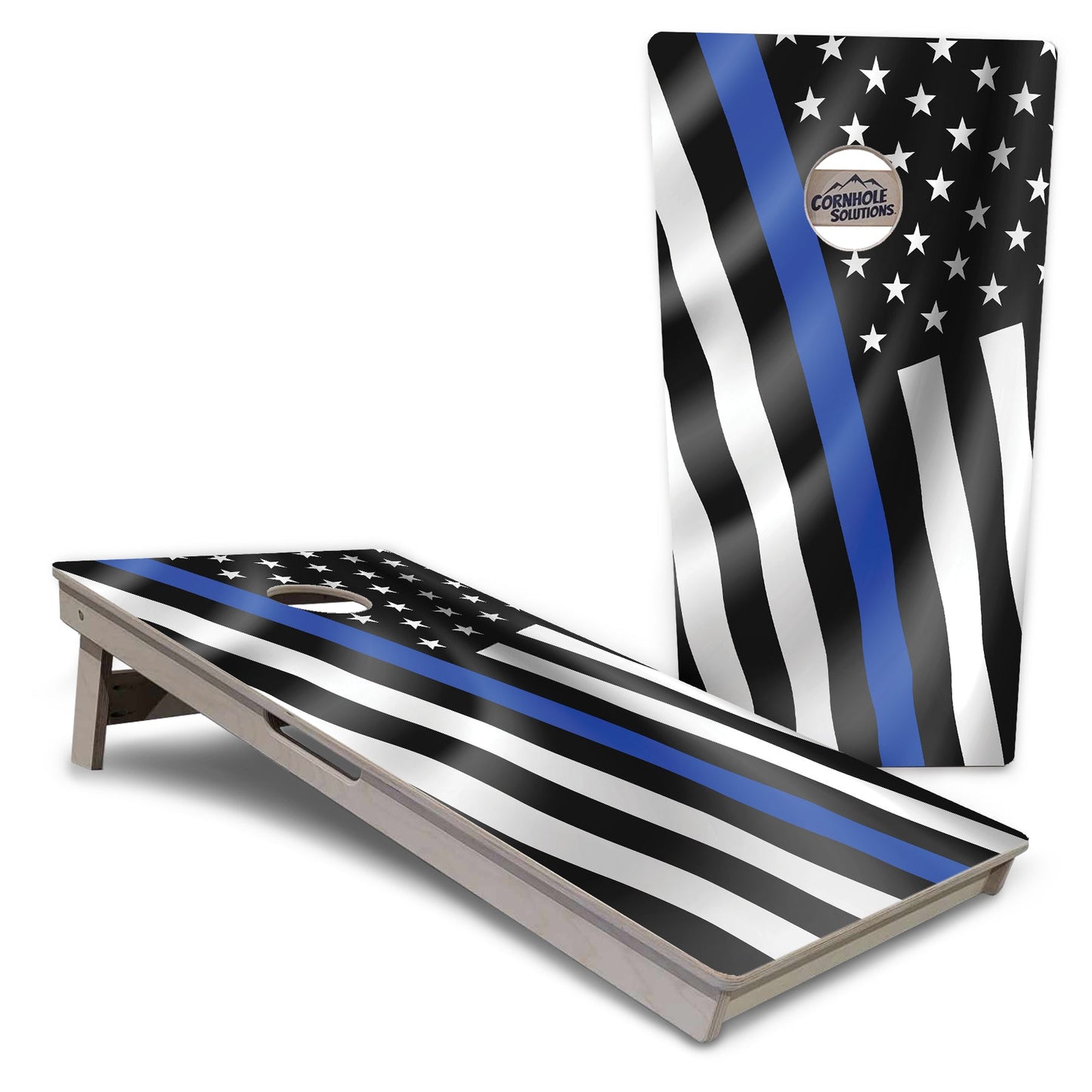 Regulation Cornhole Boards - Wavy Blue / Red Line Flag Options - 2'x4' Regulation Cornhole Set - 3/4″ Baltic Birch + UV Direct Print + UV Clear Coat