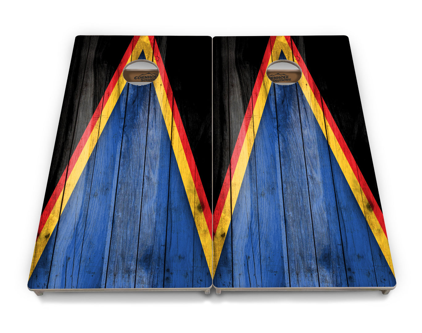 Regulation Cornhole Boards - Team Color Triangle Design Options - 2'x4' Regulation Cornhole Set - 3/4″ Baltic Birch + UV Direct Print + UV Clear Coat