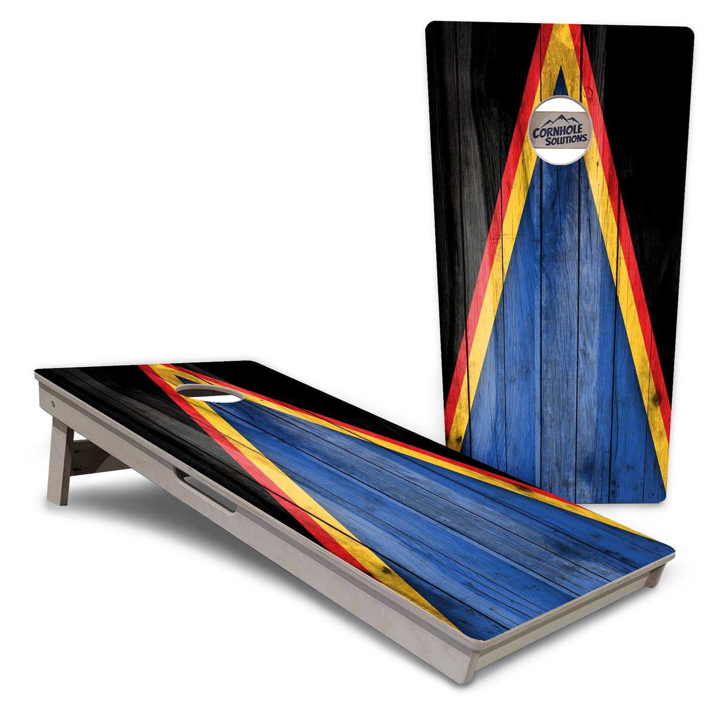 Regulation Cornhole Boards - Team Color Triangle Design Options - 2'x4' Regulation Cornhole Set - 3/4″ Baltic Birch + UV Direct Print + UV Clear Coat