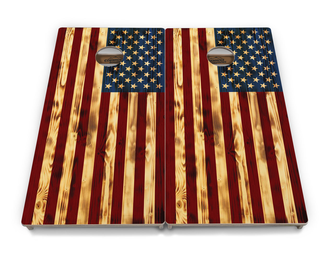 Regulation Cornhole Boards - Burnt Color Flag - 2'x4' Regulation Cornhole Set - 3/4″ Baltic Birch - UV Direct Print + UV Clear Coat