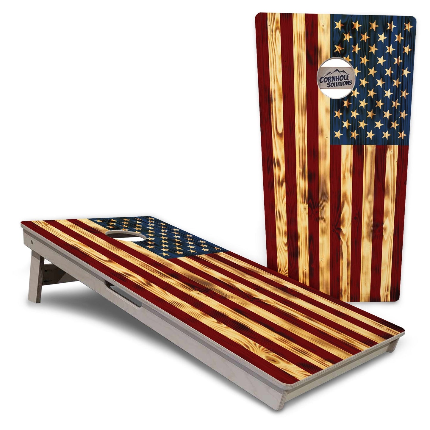 Regulation Cornhole Boards - Burnt Color Flag - 2'x4' Regulation Cornhole Set - 3/4″ Baltic Birch - UV Direct Print + UV Clear Coat