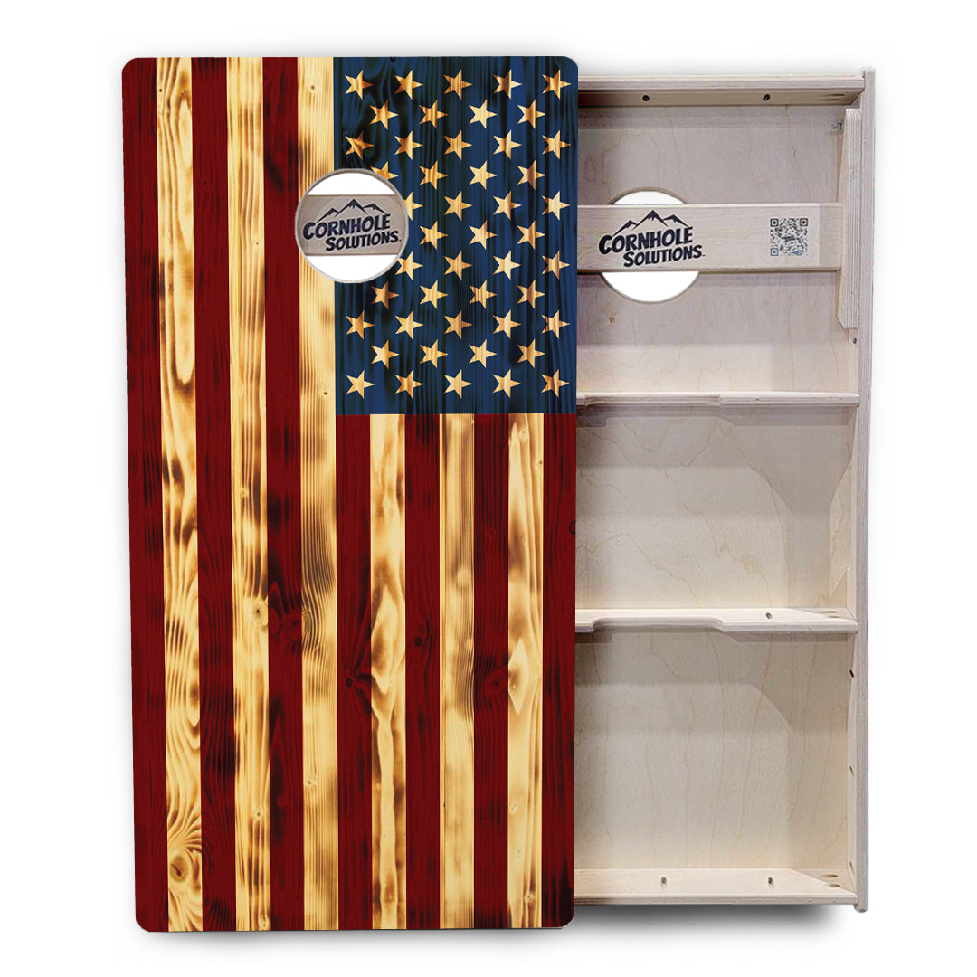 Regulation Cornhole Boards - Burnt Color Flag - 2'x4' Regulation Cornhole Set - 3/4″ Baltic Birch - UV Direct Print + UV Clear Coat