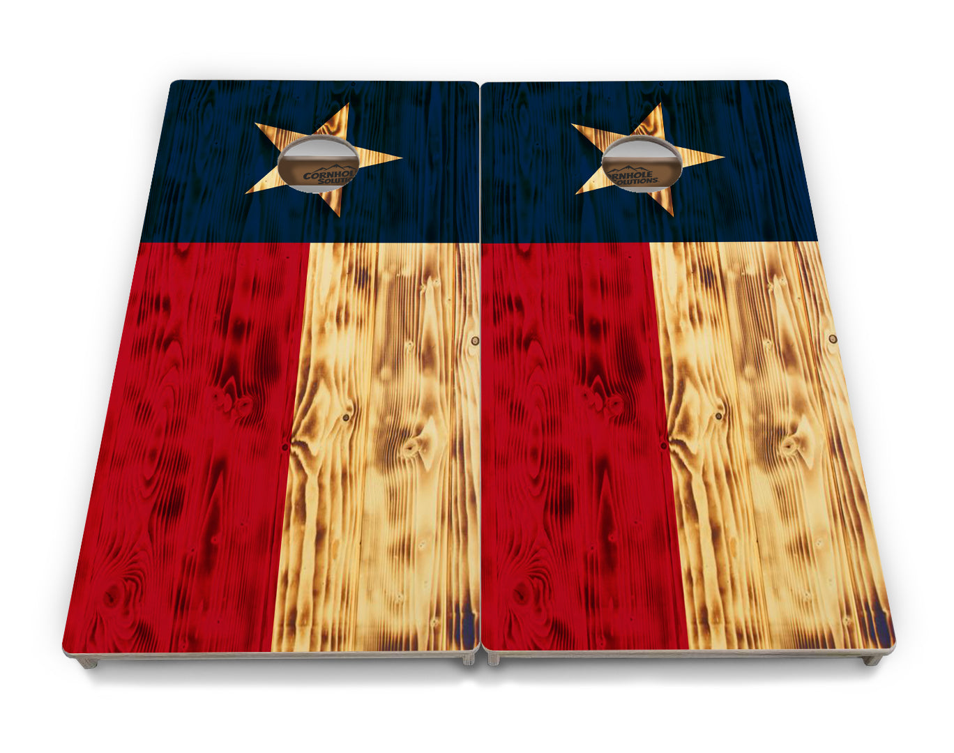 Tournament Boards - Burnt Texas Flag - Professional Tournament 2'x4' Regulation Cornhole Set - 3/4″ Baltic Birch - UV Direct Print + UV Clear Coat
