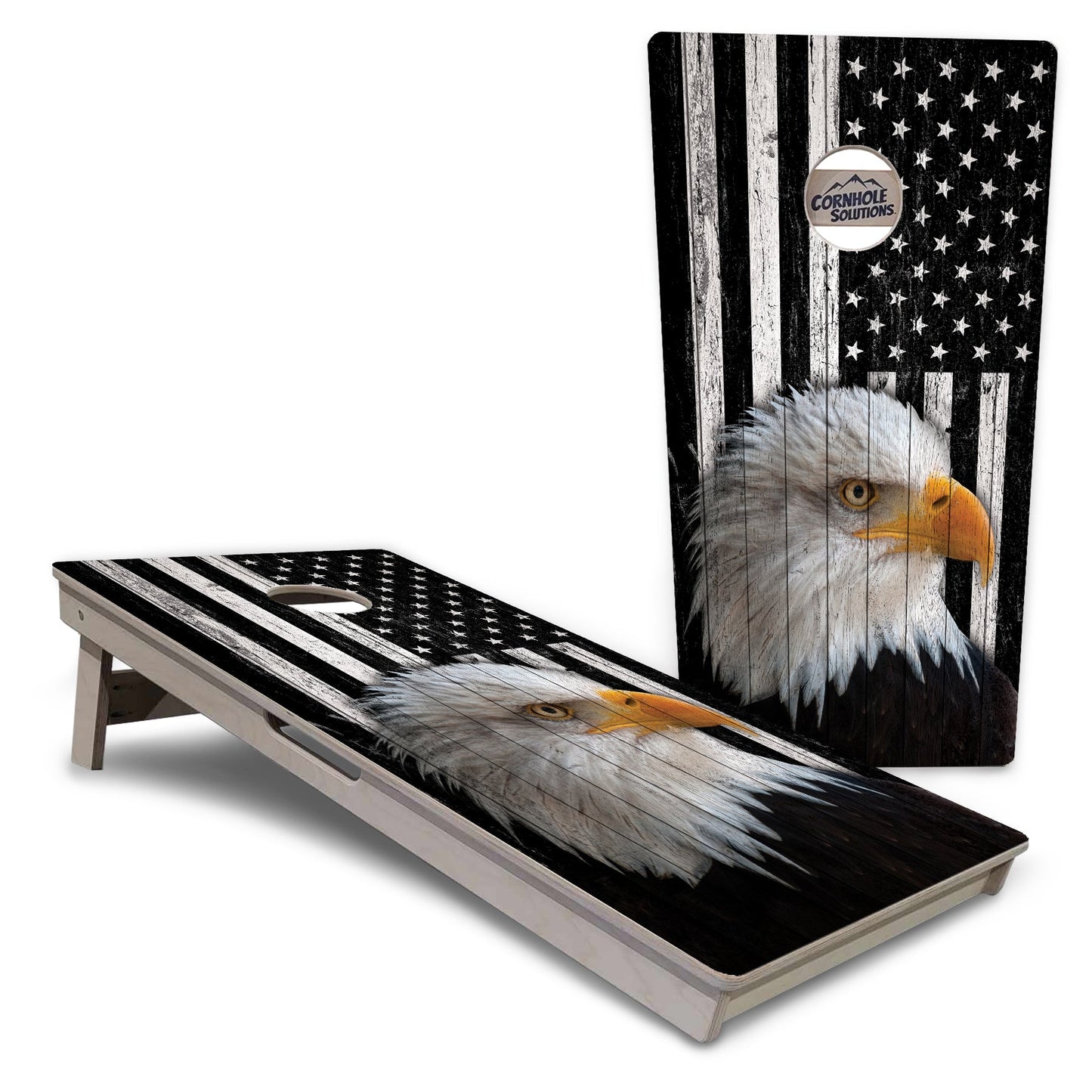 Regulation Cornhole Boards - Eagle Flag Design Options - 2'x4' Regulation Cornhole Set - 3/4″ Baltic Birch + UV Direct Print + UV Clear Coat