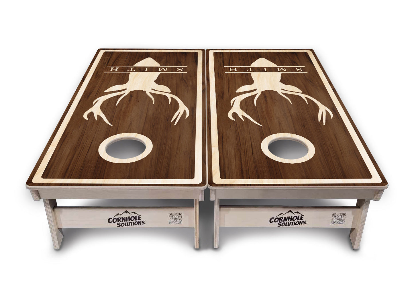 Regulation Cornhole Boards - Deer Head Name 2'x4' Regulation Cornhole Set - 3/4" Baltic Birch +UV Direct Print +UV Clear Coat